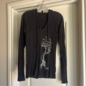 Hooded Shirt with Tree Design - EUC